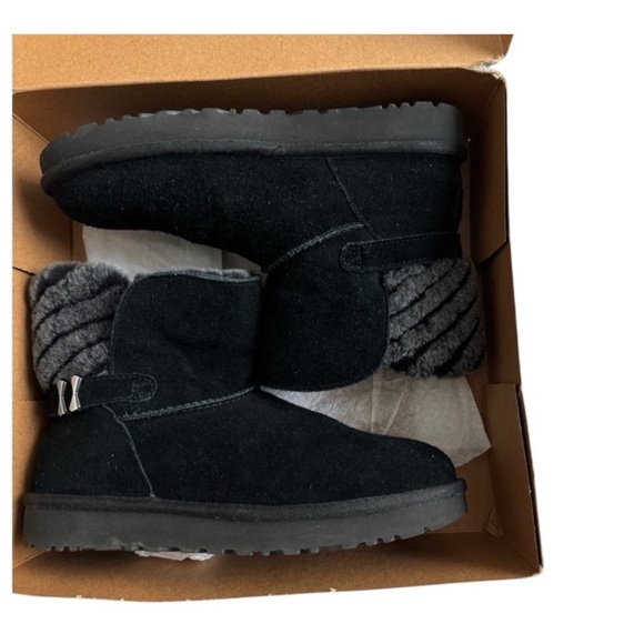 UGG Shoes - Size 7 In Box Authentic Ugg Black Suede Fur-Lined Boots